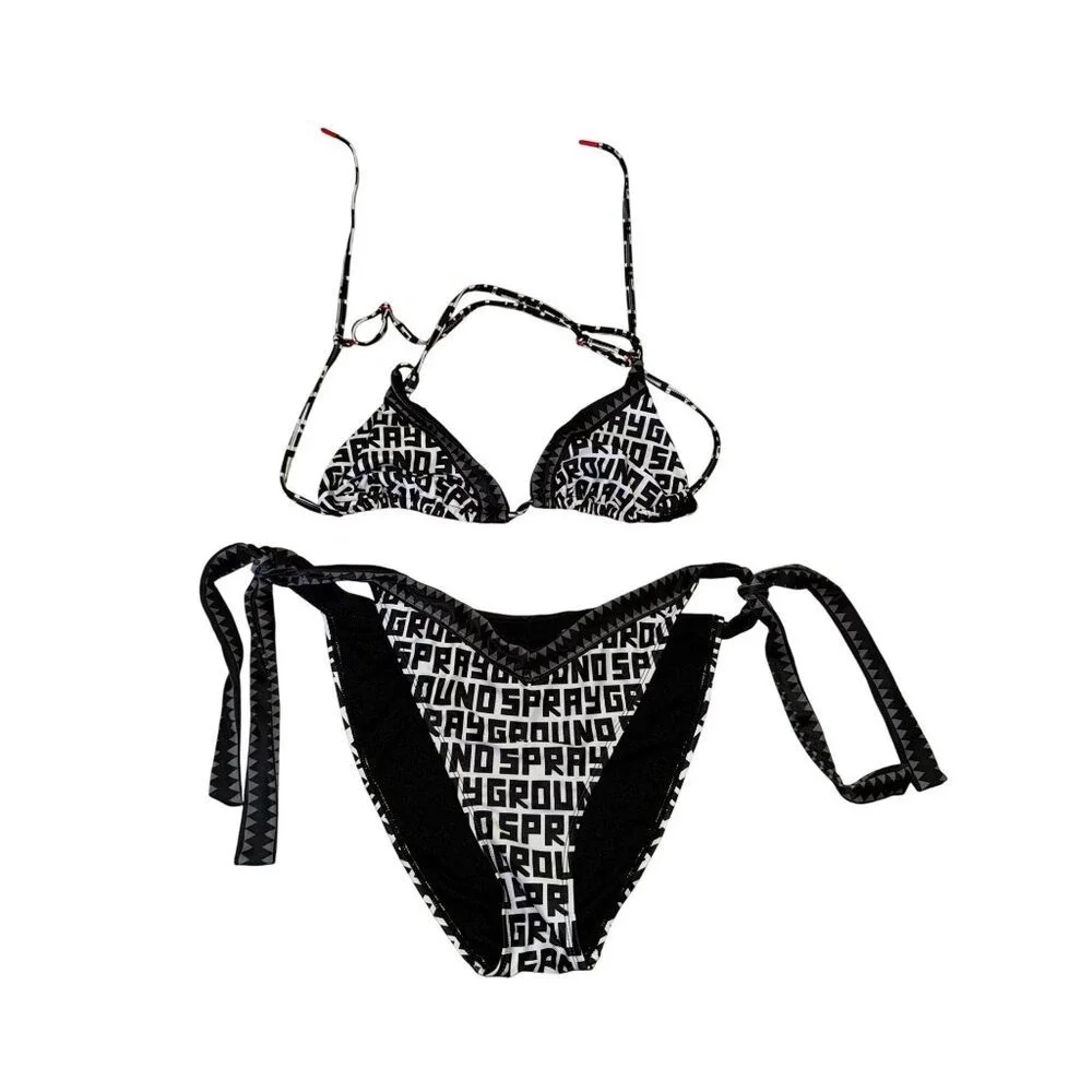 Sprayground Limited Edition Black &‎ White Bikini Set XL Bottom Large Top Sexy